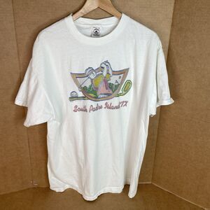 Vintage South Padre Island TX Graphic T Shirt, XL, Delta Pro Weight, White, Golf